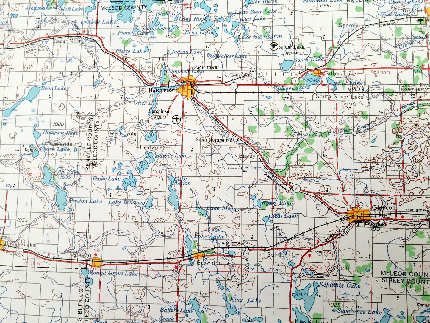Antique New Ulm, Minnesota 1953 US Geological Survey Topographic Map – Sleepy Eye, Mankato, Marshall, Montevideo Hutchinson Glencoe Tracy MN
