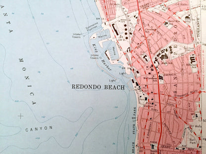 Antique Redondo Beach, California 1963 US Geological Survey Topographic Map – Los Angeles County, San Pedro, Torrance, Hermosa, Clifton, CA