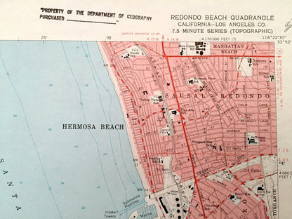 Antique Redondo Beach, California 1963 US Geological Survey Topographic Map – Los Angeles County, San Pedro, Torrance, Hermosa, Clifton, CA