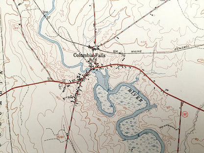 Antique Columbia Falls, Maine 1951 US Geological Survey Topographic Map – Washington County, Centerville, Jonesborough, Addison, Columbia ME