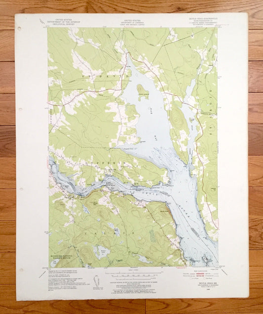 Antique Devils Head, Maine 1949 US Geological Survey Topographic Map – Washington County, Calais, ME, Charlotte County, New Brunswick