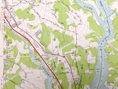 Antique Dover East, New Hampshire 1956 US Geological Survey Topographic Map – Rockingham, Strafford County, Rollinsford, NH, York County, ME