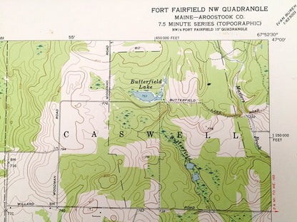 Antique Fort Fairfield NW, Maine 1953 US Geological Survey Topographic Map – Aroostook County, Connor, Caswell, Caribou, Limestone, ME