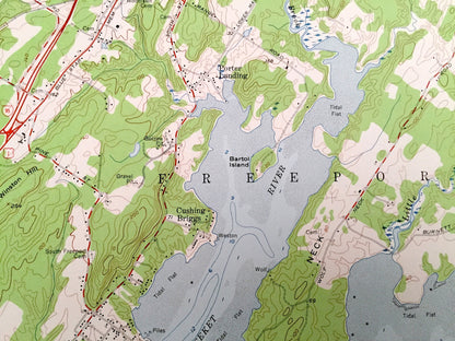 Antique Freeport, Maine 1957 US Geological Survey Topographic Map – Sagadahoc, Cumberland County, Brunswick, Yarmouth, Harpswell, ME