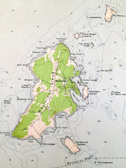 Antique Matinicus, Maine 1953 US Geological Survey Topographic Map – Criehaven, Wooden Ball, Ragged, Island, Knox County, Seal Ledges, ME