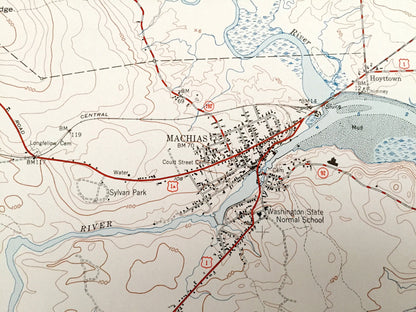 Antique Machias, Maine 1951 US Geological Survey Topographic Map – Washington County, Marshfield, Whitneyville, Roque Bluffs, Machiasport ME