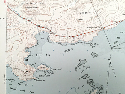 Antique Machias Bay, Maine 1951 US Geological Survey Topographic Map – Washington County, Machiasport, Whiting, Cutler, ME