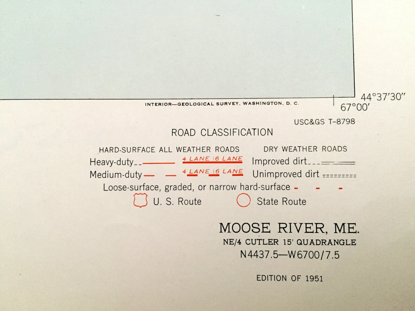 Antique Moose River, Maine 1951 US Geological Survey Topographic Map – Somerset County, Trescott, Cutler, Grand Manan Channel, ME