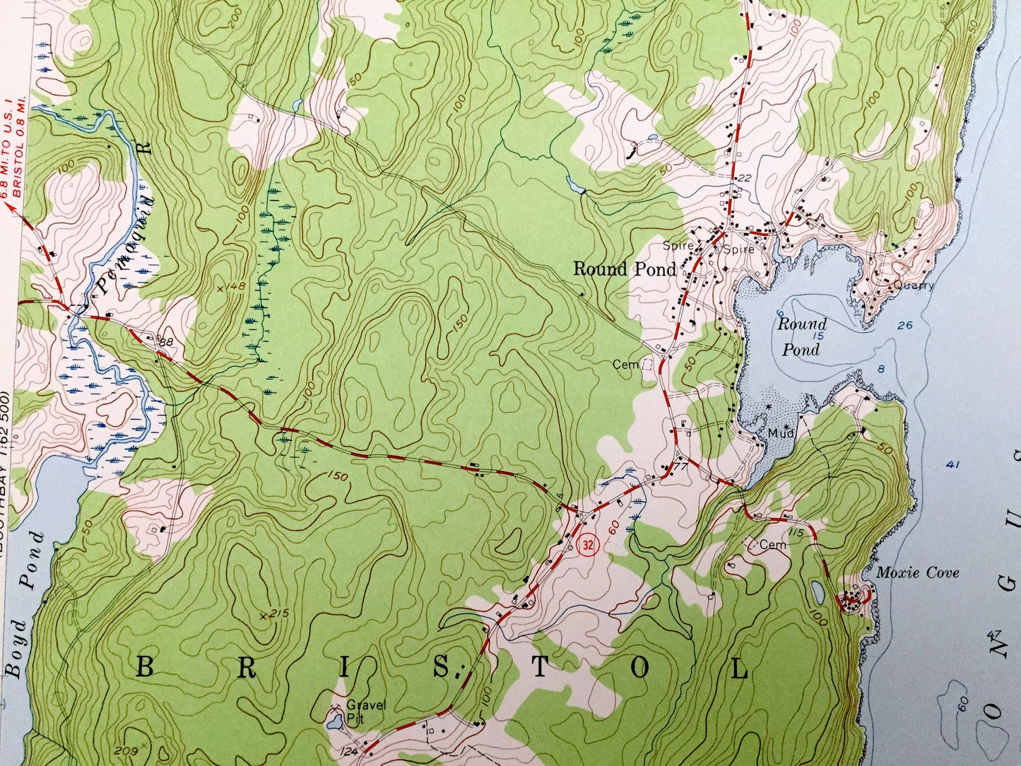 Antique Louds Island, Maine 1955 US Geological Survey Topographic Map – Knox, Lincoln County, Bremen, Bristol, Loudville, Muscongus, ME