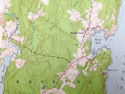 Antique Louds Island, Maine 1955 US Geological Survey Topographic Map – Knox, Lincoln County, Bremen, Bristol, Loudville, Muscongus, ME