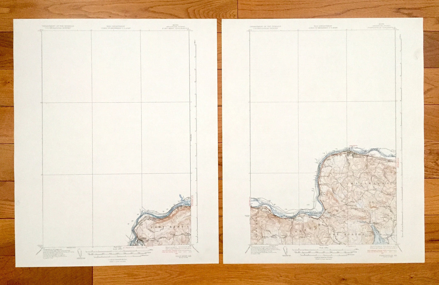 Antique Frenchville, Maine 1935 US Geological Survey Topographic Map – Madawaska, St Agatha, Long Lake, St John River, Fort Kent, Aroostook