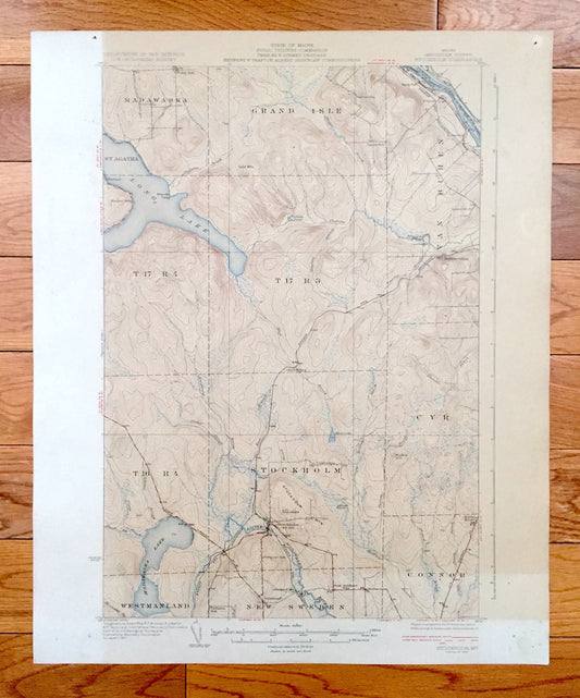 Antique Stockholm, Maine 1931 US Geological Survey Topographic Map – Aroostook County, Madawaska, Grand Isle, Van Buren, Cyr, New Sweden ME