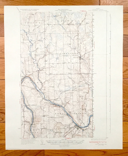 Antique Fort Fairfield, Maine 1933 US Geological Survey Topographic Map – Aroostook County, Limestone, Caswell, Connor, Caribou, Goodrich ME