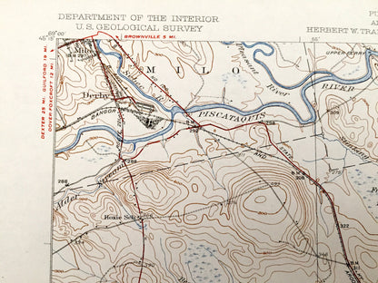 Antique Boyd Lake, Maine 1934 US Geological Survey Topographic Map – Penobscot, Piscataquis County, Orneville, LaGrange, Medford, Milo, ME