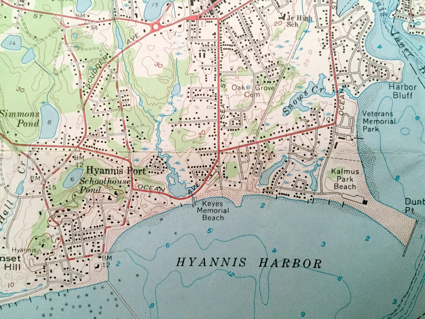 Antique Hyannis, Massachusetts 1961 US Geological Survey Topographic Map – Barnstable County, Cape Cod, Yarmouth, Cummaquid, Englewood, MA