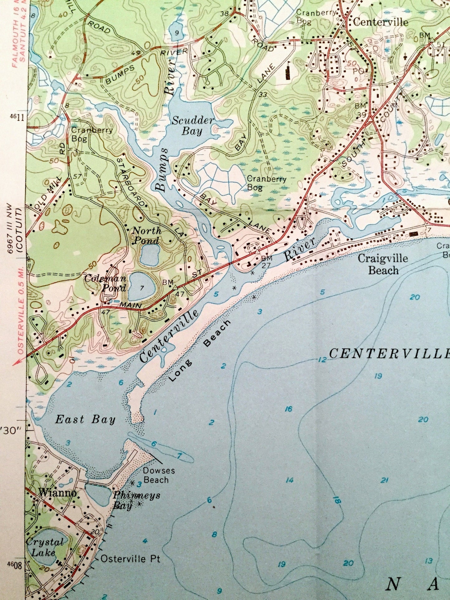 Antique Hyannis, Massachusetts 1961 US Geological Survey Topographic Map – Barnstable County, Cape Cod, Yarmouth, Cummaquid, Englewood, MA