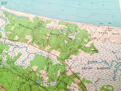 Antique Sandwich, Massachusetts 1957 US Geological Survey Topographic Map – Barnstable County, Wakeby, Newtown, Farmersville, Mashpee, MA