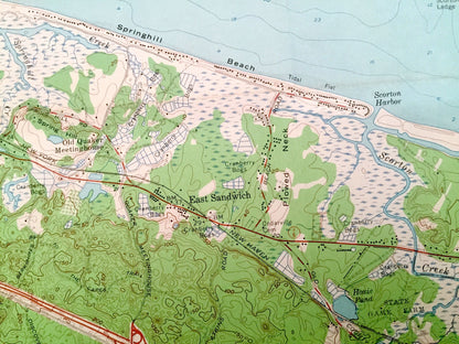 Antique Sandwich, Massachusetts 1957 US Geological Survey Topographic Map – Barnstable County, Wakeby, Newtown, Farmersville, Mashpee, MA