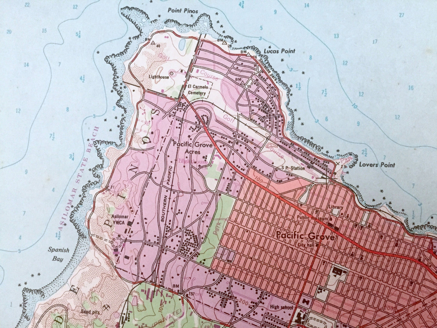 Antique Monterey, California 1947 US Geological Survey Topographic Map – Carmel By The Sea, Bay, Pacific Grove, Pinos, Pebble Beach Golf, CA