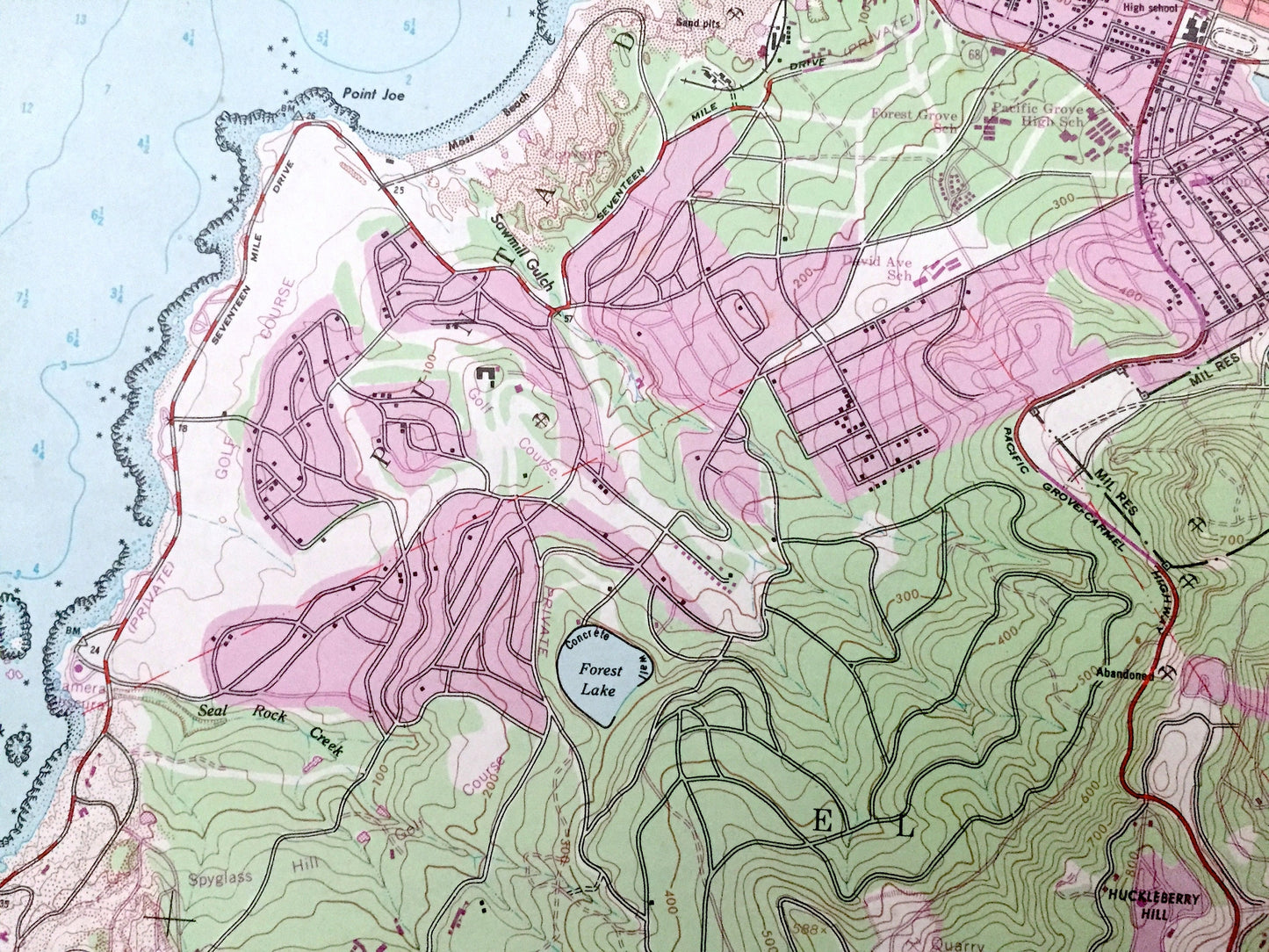 Antique Monterey, California 1947 US Geological Survey Topographic Map – Carmel By The Sea, Bay, Pacific Grove, Pinos, Pebble Beach Golf, CA