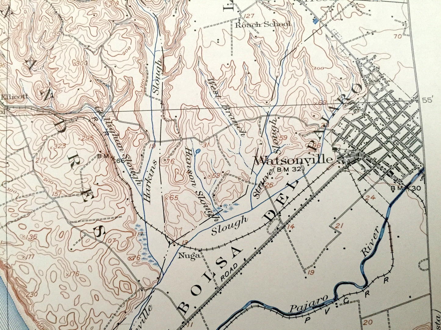 Antique Capitola, California 1912 US Geological Survey Topographic Map – Monterey Bay, Soquel, Watsonville Santa Cruz Castroville Manresa CA