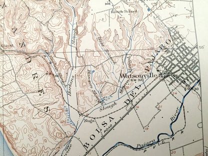 Antique Capitola, California 1912 US Geological Survey Topographic Map – Monterey Bay, Soquel, Watsonville Santa Cruz Castroville Manresa CA
