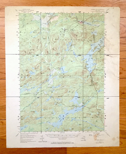 Antique Tupper Lake, New York 1954 US Geological Survey Topographic Map – Adirondacks, Colton, Piercefield, Altamont Long Hamilton County NY