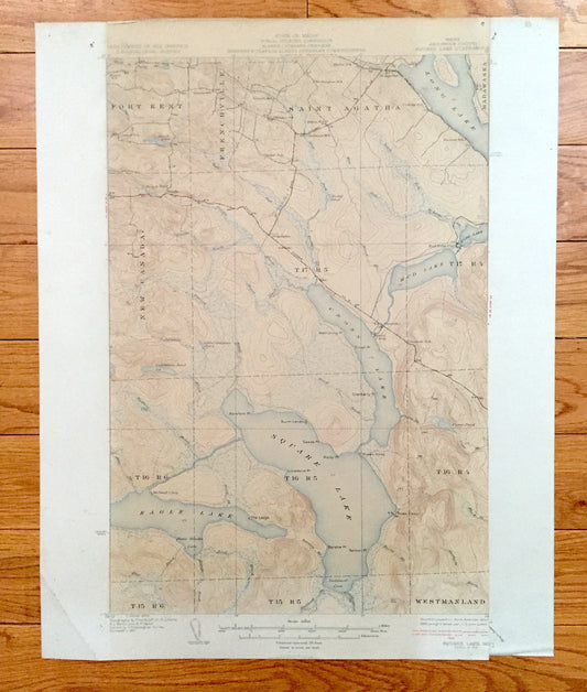 Antique Square Lake, Maine 1931 US Geological Survey Topographic Map – Fort Kent, Frenchville, Saint Agatha, New Canada, Eagle, Aroostook ME