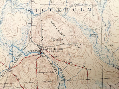 Antique Stockholm, Maine 1931 US Geological Survey Topographic Map – Aroostook County, Madawaska, Grand Isle, Van Buren, Cyr, New Sweden ME
