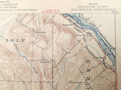Antique Stockholm, Maine 1931 US Geological Survey Topographic Map – Aroostook County, Madawaska, Grand Isle, Van Buren, Cyr, New Sweden ME
