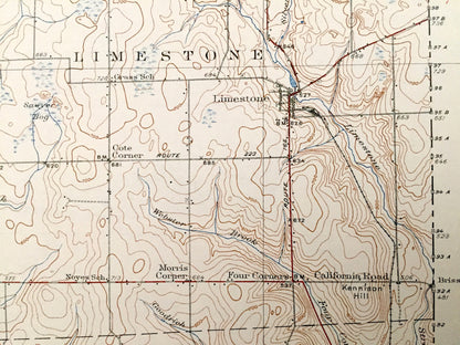 Antique Fort Fairfield, Maine 1933 US Geological Survey Topographic Map – Aroostook County, Limestone, Caswell, Connor, Caribou, Goodrich ME