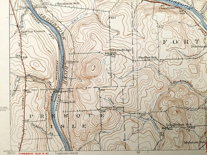 Antique Fort Fairfield, Maine 1933 US Geological Survey Topographic Map – Aroostook County, Limestone, Caswell, Connor, Caribou, Goodrich ME