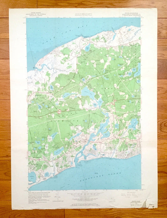 Antique Dennis, Massachusetts 1961 US Geological Survey Topographic Map – Yarmouth, Brewster, Dennis Port, Cape Cod, Harwich, New Boston, MA