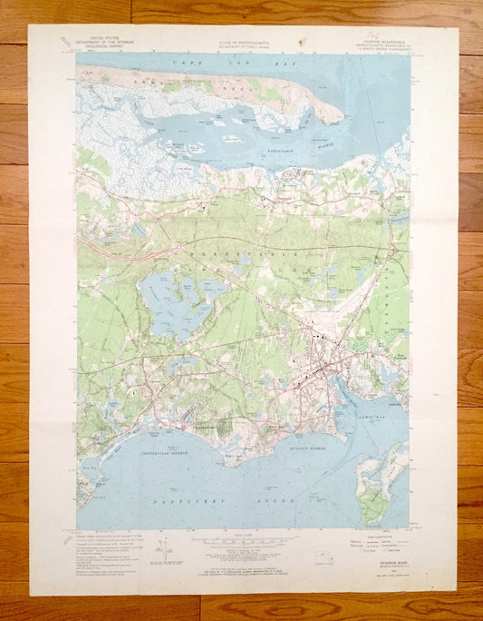 Antique Hyannis, Massachusetts 1961 US Geological Survey Topographic Map – Barnstable County, Cape Cod, Yarmouth, Cummaquid, Englewood, MA