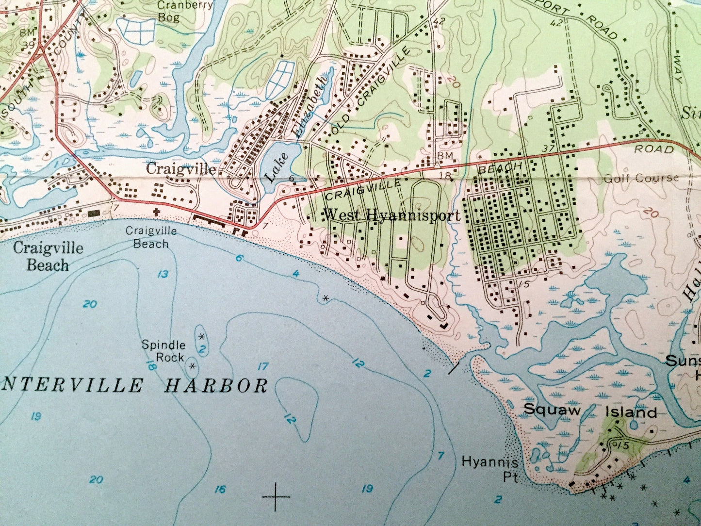 Antique Hyannis, Massachusetts 1961 US Geological Survey Topographic Map – Barnstable County, Cape Cod, Yarmouth, Cummaquid, Englewood, MA