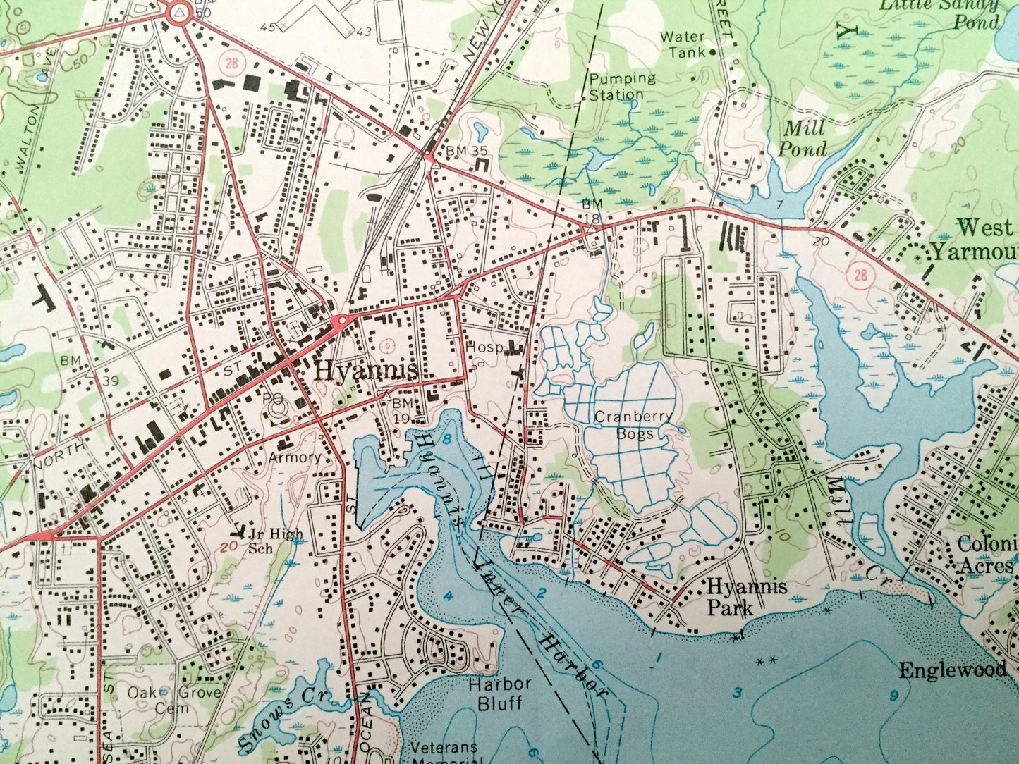Antique Hyannis, Massachusetts 1961 US Geological Survey Topographic Map – Barnstable County, Cape Cod, Yarmouth, Cummaquid, Englewood, MA
