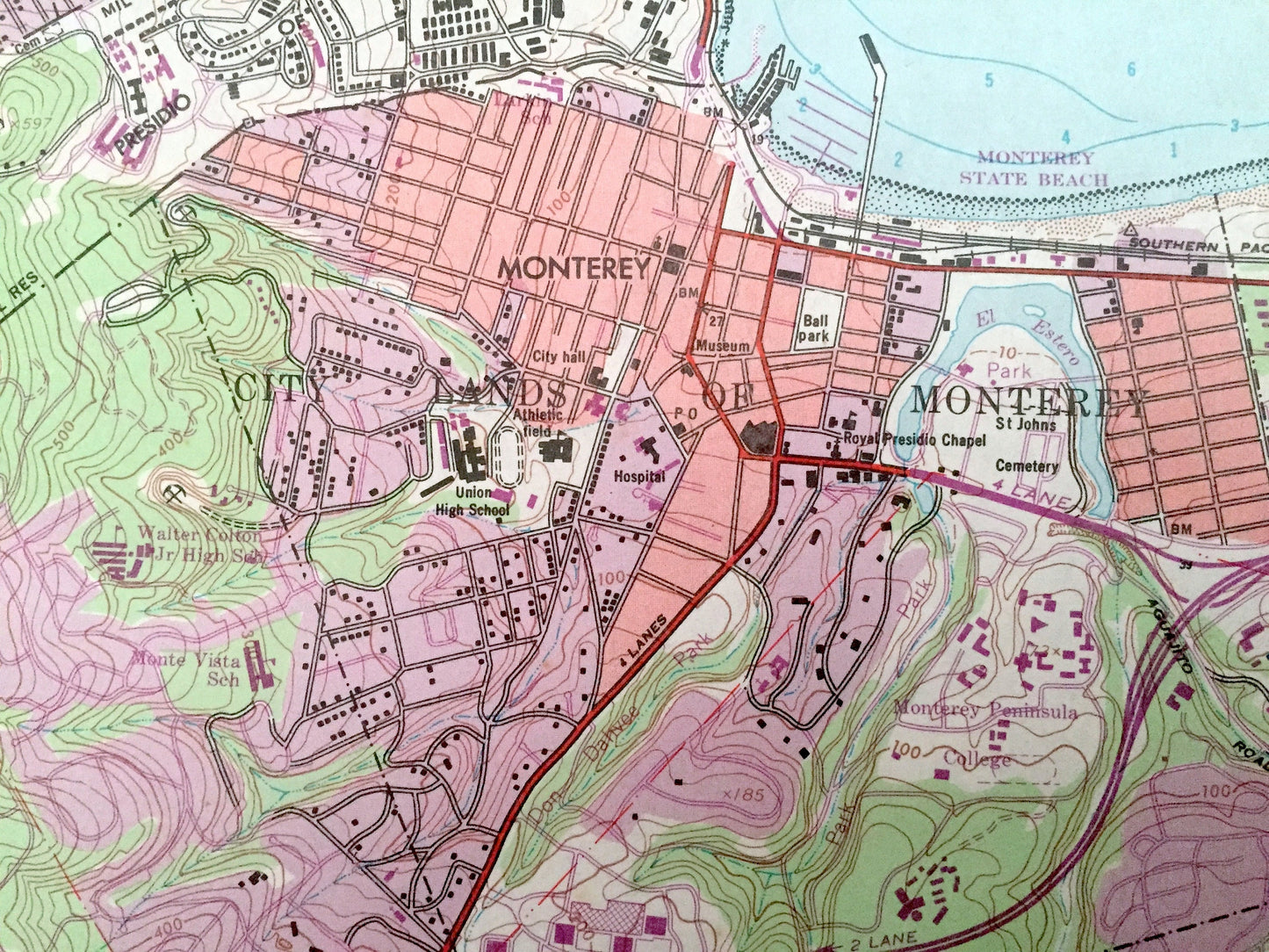 Antique Monterey, California 1947 US Geological Survey Topographic Map – Carmel By The Sea, Bay, Pacific Grove, Pinos, Pebble Beach Golf, CA