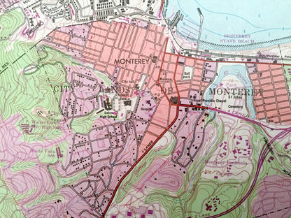 Antique Monterey, California 1947 US Geological Survey Topographic Map – Carmel By The Sea, Bay, Pacific Grove, Pinos, Pebble Beach Golf, CA