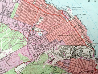 Antique Monterey, California 1947 US Geological Survey Topographic Map – Carmel By The Sea, Bay, Pacific Grove, Pinos, Pebble Beach Golf, CA