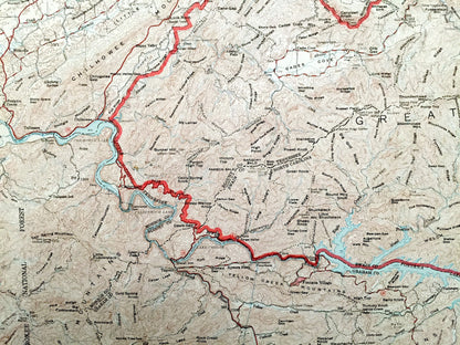 Antique Great Smoky Mountains National Park 1949 US Geological Survey Topographic Map – Tennessee, North Carolina, Maryville, Nantahala, TN