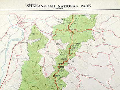 Antique Shenandoah National Park, Virginia 1969 Geological Survey Map – Blue Ridge Mountain, Rockingham, Albermarle Nelson Greene Augusta VA