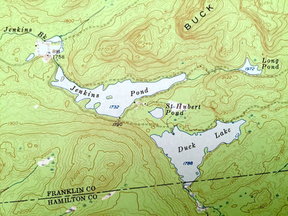 Antique Long Lake, New York 1955 US Geological Survey Topographic Map – Adirondacks, Tupper Lake, Altamont, Harrietstown, Raquette Pond, NY