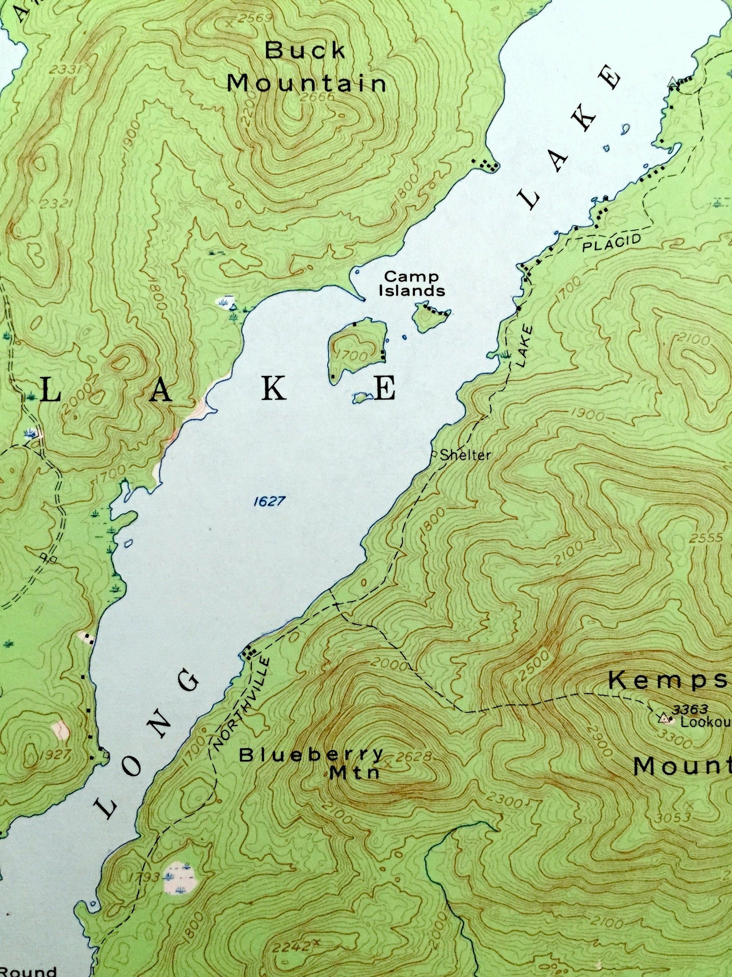 Antique Long Lake, New York 1955 US Geological Survey Topographic Map – Adirondacks, Tupper Lake, Altamont, Harrietstown, Raquette Pond, NY