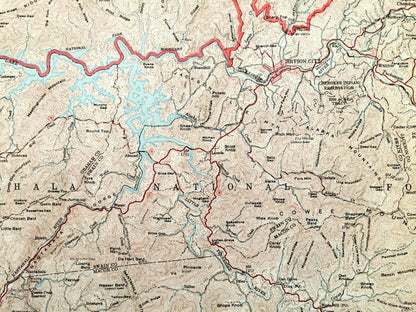 Antique Great Smoky Mountains National Park 1949 US Geological Survey Topographic Map – Tennessee, North Carolina, Maryville, Nantahala, TN