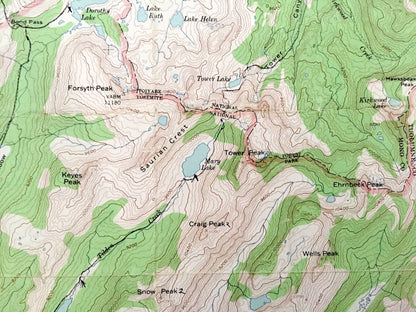 Antique Tower Peak, California 1956 US Geological Survey Topographic Map – Yosemite, Toiyabe, Stanislaus National Park Forest Mono County CA