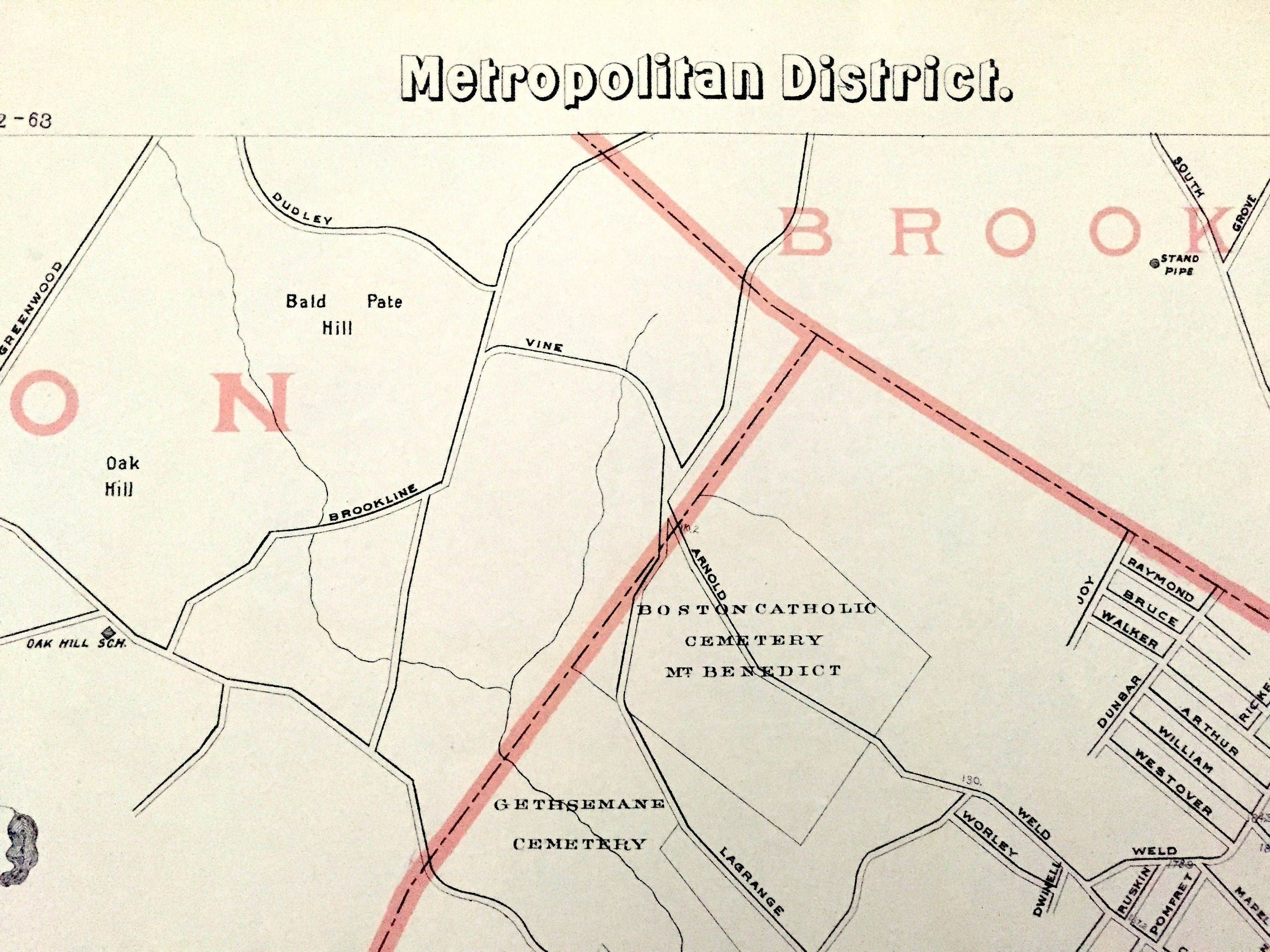 Antique 1891 Newton, popular Massachusetts Street Map from George H Walker & Co – Middlesex County, Watertown, Boston, Brighton, Waltham, MA