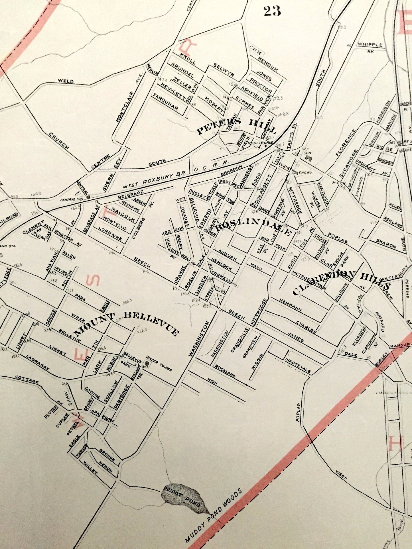Antique 1891 Boston, Massachusetts Street Map from George H Walker & Co – Suffolk County, Milton, Hyde Park, Brookline, Dorchester, MA
