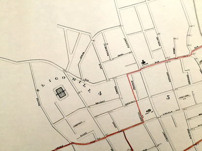 Antique 1891 Marlborough, Massachusetts Street Map from George H Walker & Co – Middlesex County, Williams Pond, Mt Pleasant, Sligo Hill, MA