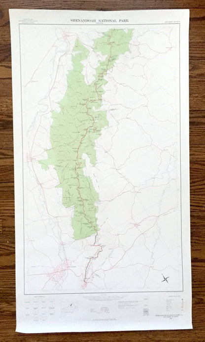 Antique Shenandoah National Park, Virginia 1969 Geological Survey Map – Blue Ridge Mountain, Rockingham, Albermarle Nelson Greene Augusta VA
