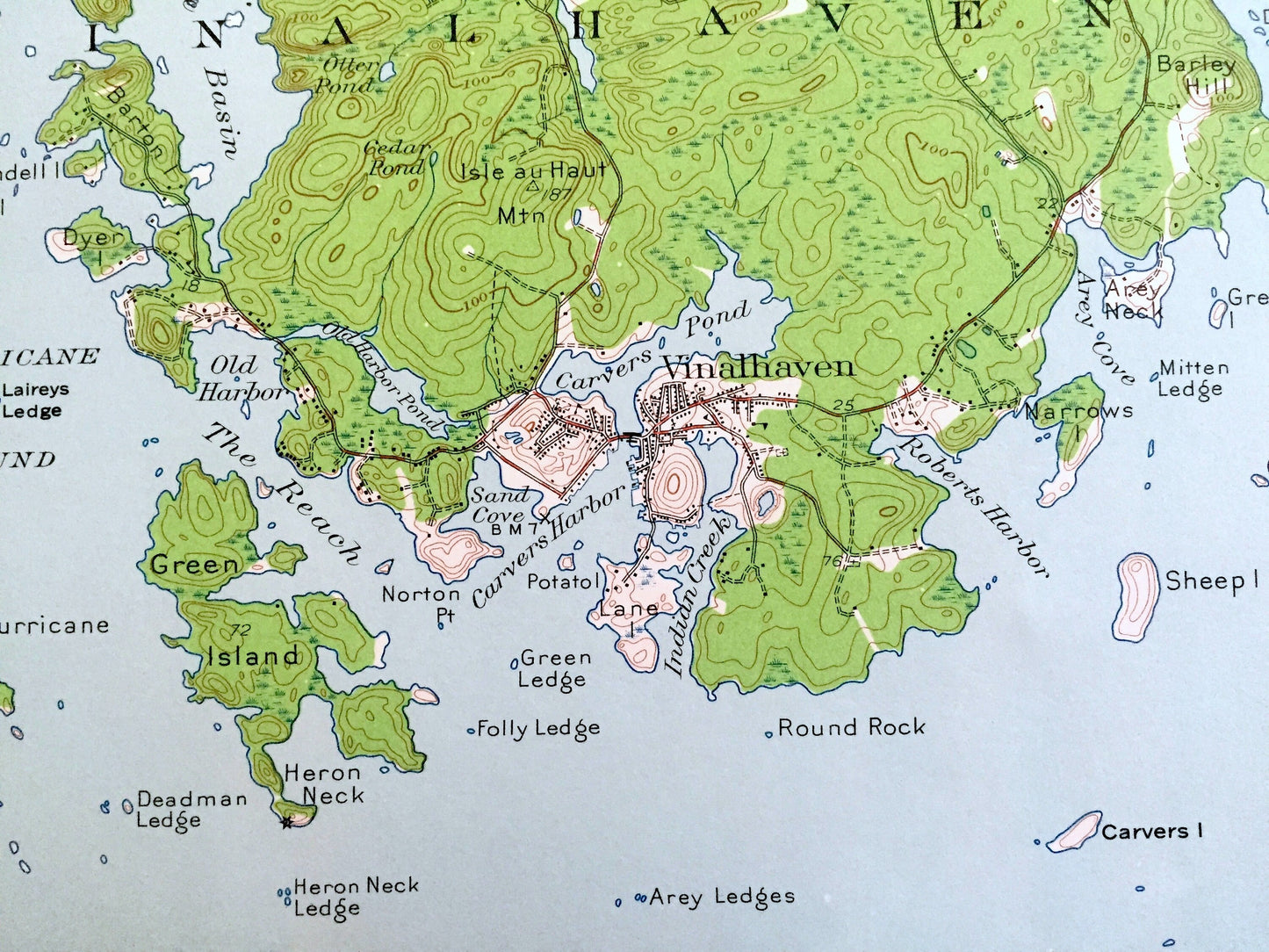 Antique Vinalhaven, Maine 1941 US Geological Survey Topographic Map – Isleboro, Deer Isle, North Haven, Isle Au Haut Bay, Knox, Hancock, ME